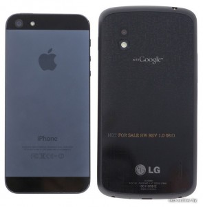 LG Nexus y el iPHone 5 parte trasera