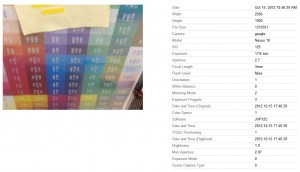 Google Nexus 10 tablet EXIF de Picasa