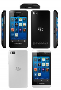 BlackBerry Z10 oficial en color blanco y negro para prensa