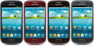 El Galaxy S III Mini colores Gris, Negro, Marrón, Rojo