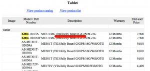 Asus Tablet Intel en catálogo de vendedor