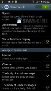 Galaxy S IV opciones Smart Scroll y Smart Play