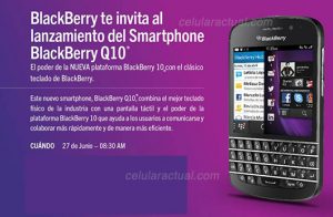 BlackBerry Q10 en México invitación 27 de junio