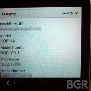 BlackBerry Kopi BB 10 OS About