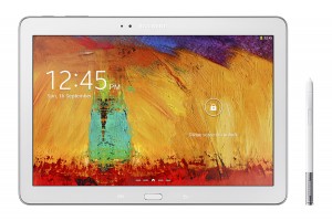 Samsung Galaxy Note 10.1 2014 Edition color blanco trasera cámara logo y S-Pen