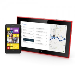Nokia Lumia 2520 tablet Windows RT color rojo con smartphone Lumia