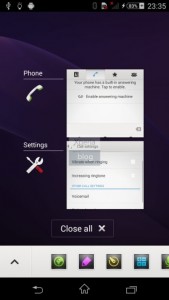 Xperia Sirius D6503 pantalla screenshot Android 4.4 KitKat apps recientes