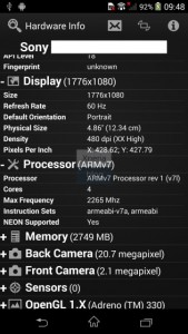 Sony Xperia Z2 interfaz de usuario filtrada info