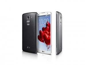 LG G Pro 2 phablet color blanco y negro frente y tras