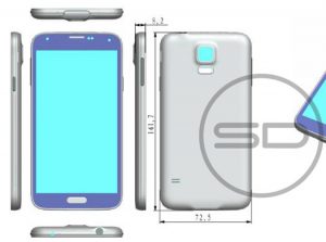 Samsung Galaxy S5 render con dimensiones detalle