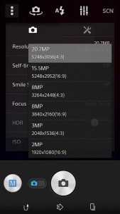 Sony Xperia D6503 Sirius camera app 4K Settings resolución MP