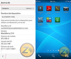 BlackBerry 10.3 home opciones