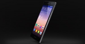 Huawei Ascend P7 color blanco con negro pantalla de lado