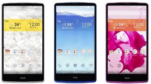 LG Isai FL G3 japonés color blanco, azul y rosa pantallas