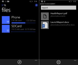 Windows Phone 8.1 File Manager Buscador