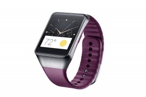 Samsung Gear Live color rojo vino de perfil pantalla