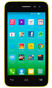 Alcatel Pop S3 un LTE frente negro con amarillo