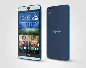 HTC Desire Eye color azul de lado
