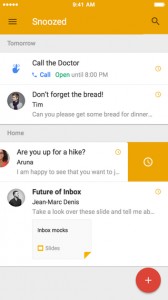 Pantalla Inbox by Gmail app en iOS Snoozed