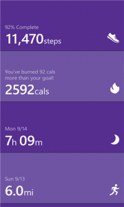 Microsoft Health app Steps