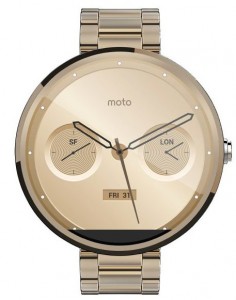 El Moto 360 Gold extensible de metal y frente dorado