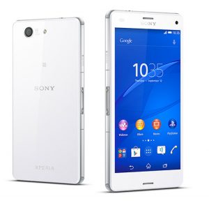 Sony Xperia Z3 compact color blanco pantalla y cámara trasera