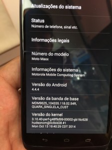 El Moto Maxx ajustes acerca del dispositivo