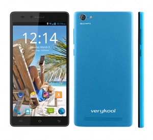 Verykool S5510 Juno un phablet Android KitKat en México color azul frente posterior y espesor