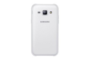 Samsung Galaxy J1 en color blanco posterior cámara de 5 MP