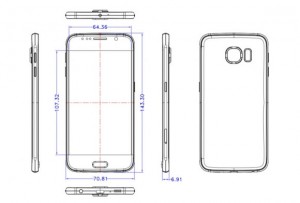 Esquema del Galaxy S6 de Samsung con medidas