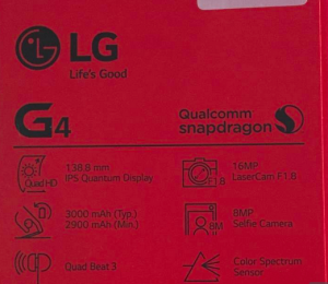 Parte posterior de caja LG G4