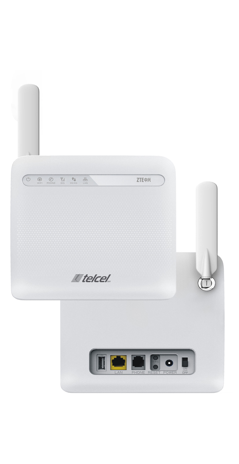 Router ZTE y Telcel ambos lados