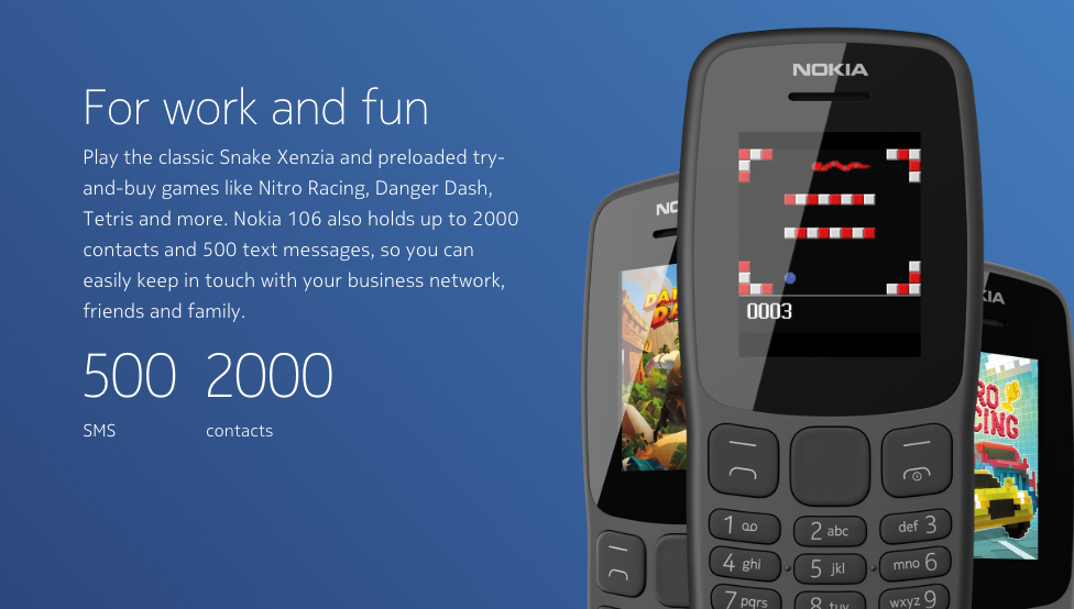 Nokia 106 2018 con más almacenamiento y juegos
