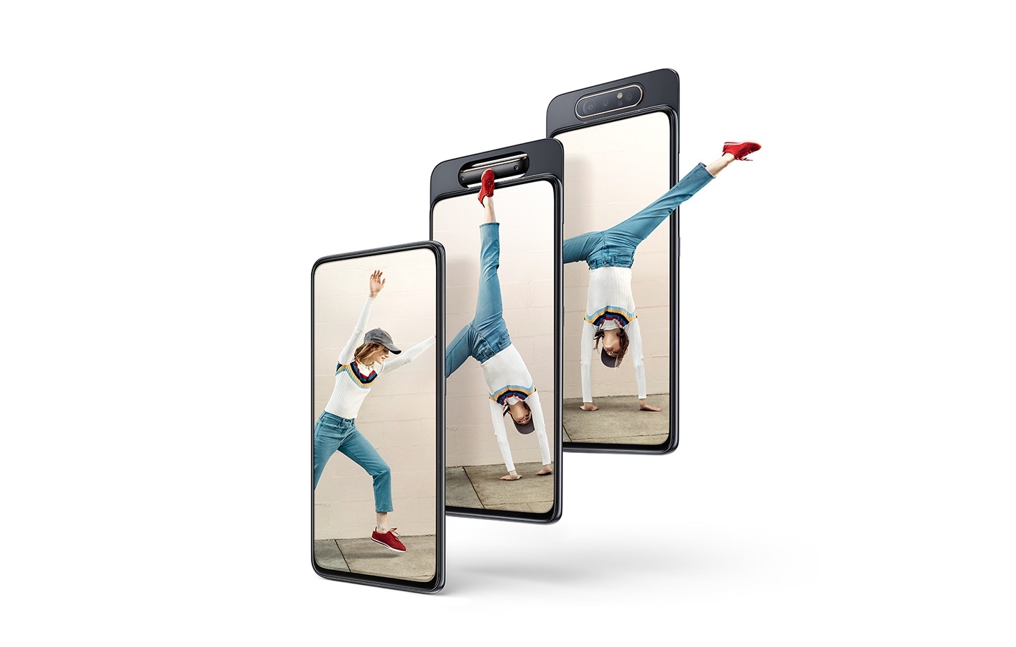 Samsung Galaxy A80 parte frontal con cámara giratoria
